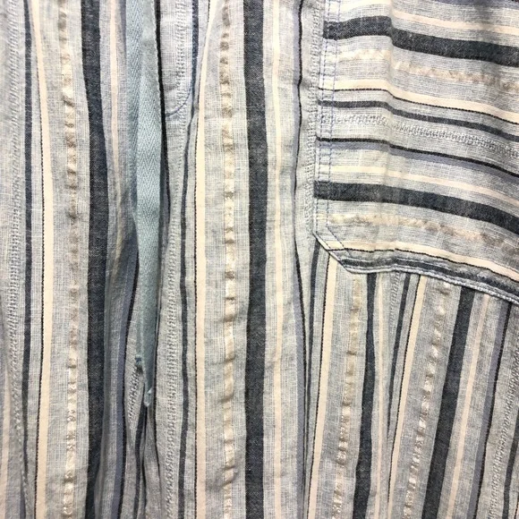 Lane Bryant Linen Blend Beach Pants Size 26 Colors White Blues Metallic Stripes - Picture 6 of 13